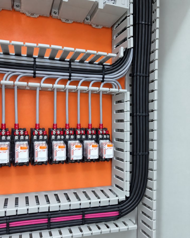 Cableado de relés y canaletas al controlador